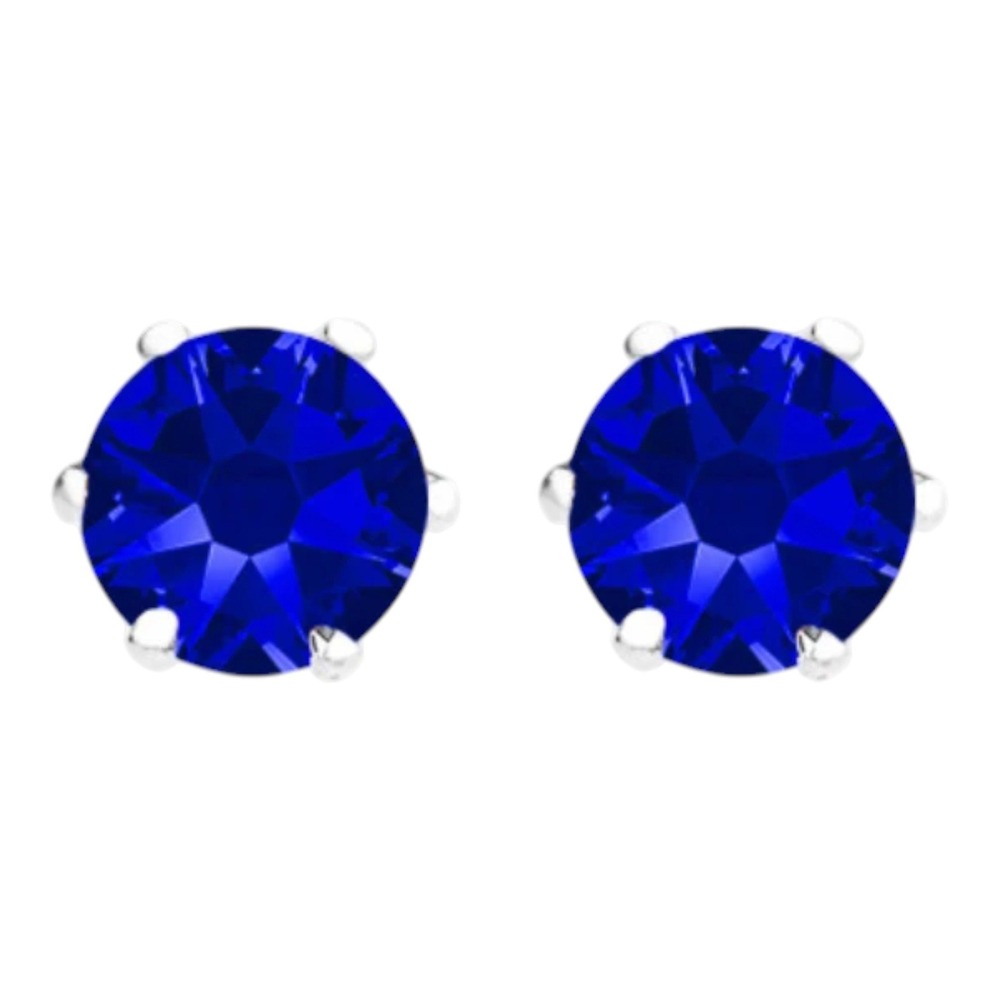 September Sapphire Stud‎ Earrings Made with Swarovski Crystal Sterling Overlay